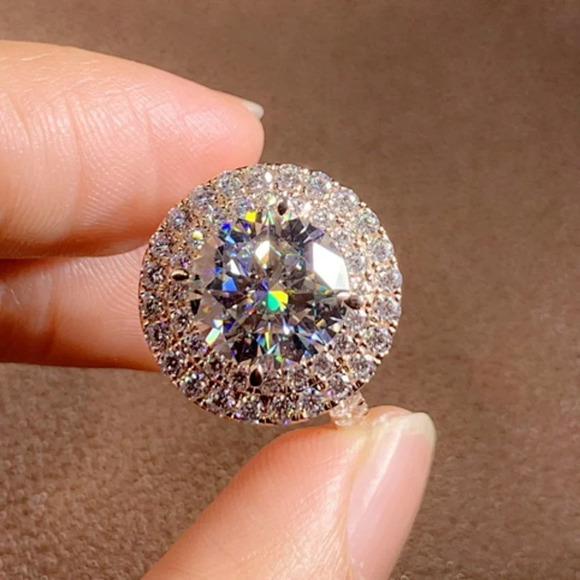 💝 "Super Large Round Shiny CZ Hollow Luxury Rose Gold Plated Ring, UNVN1… - Picture 6 of 7